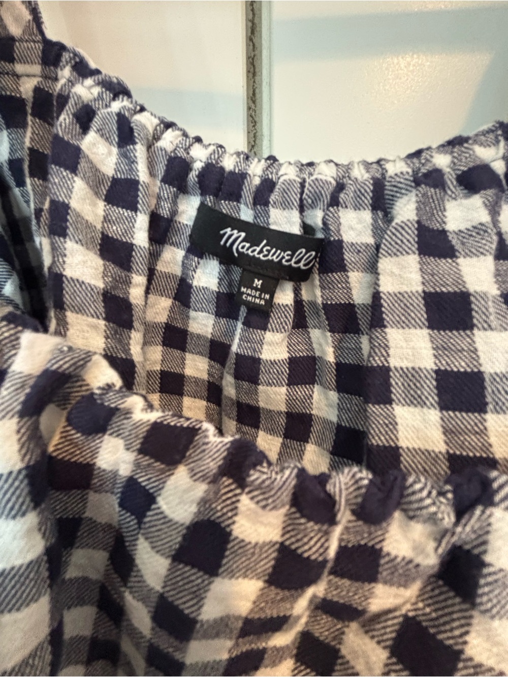 Madewell Navy and White Gingham Ruffle Two-Piece - Picture 2 of 5
